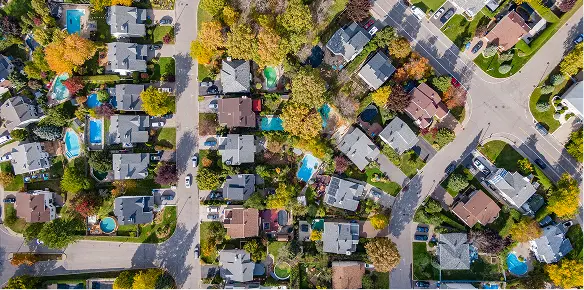 Un quartier en vue aérienne